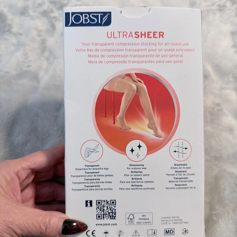 JOBST UltraSheer Thigh High Compression Stockings 15-20 mmHg XL Natural New
